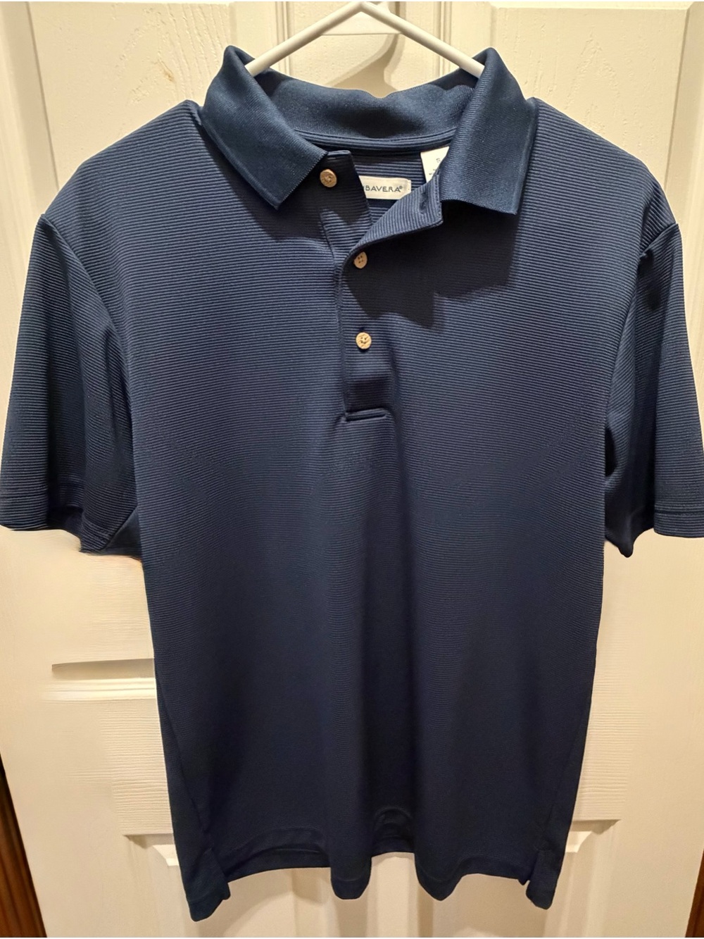 Cubavera Men's Navy Textured Polo- size Small